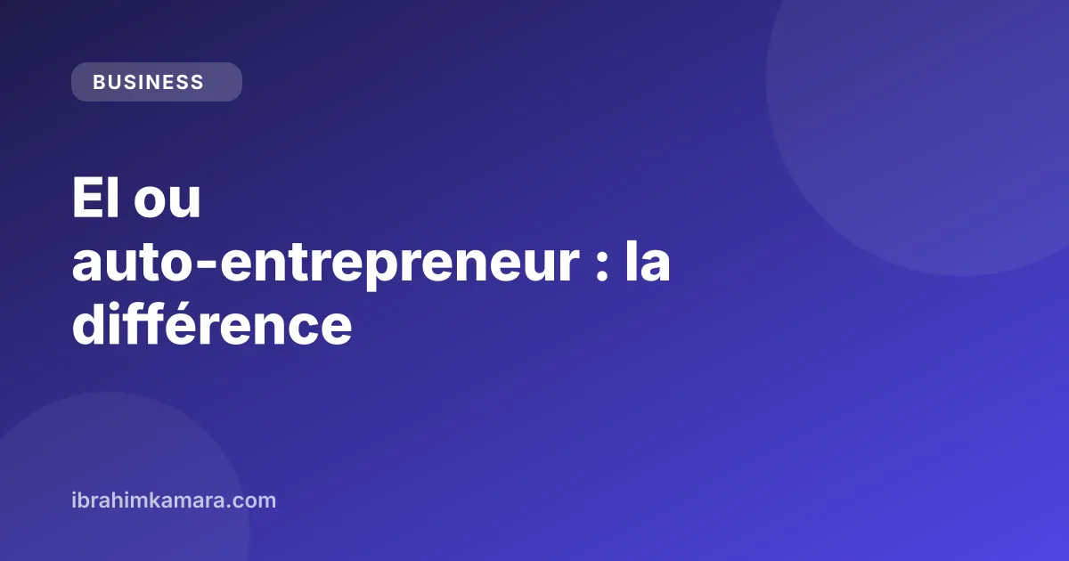 Comparaison entre entrepreneur individuel classique et auto-entrepreneur